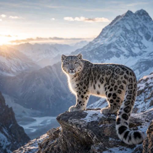 Léopard des neiges photoréaliste dans l’Himalaya