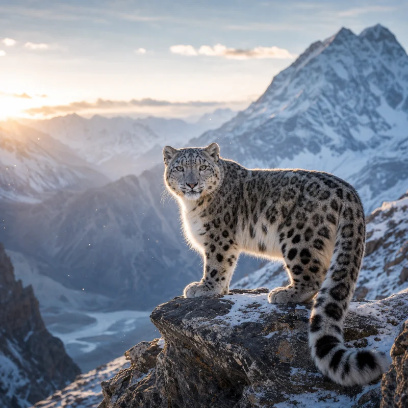Léopard des neiges photoréaliste dans l’Himalaya